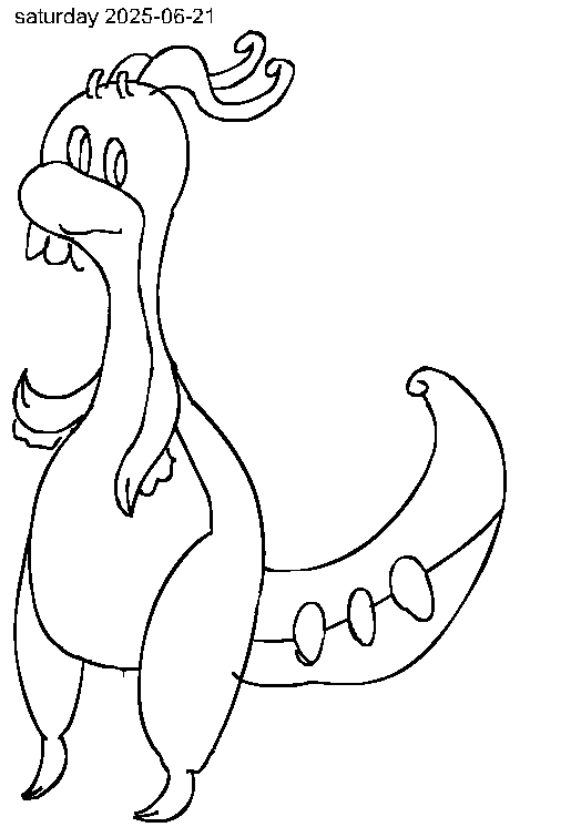 A doodle of a Goodra waving.